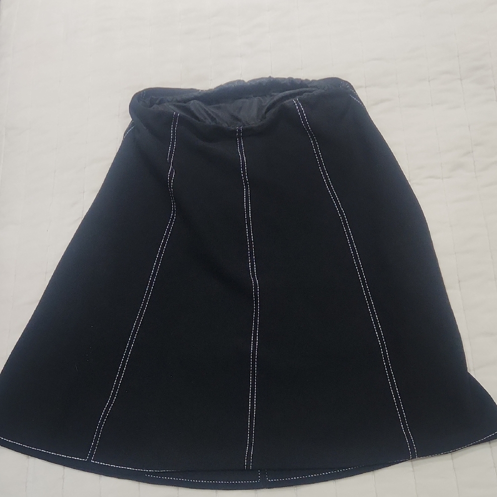 Marc Cain Black A-Line Skirt with White Stitching